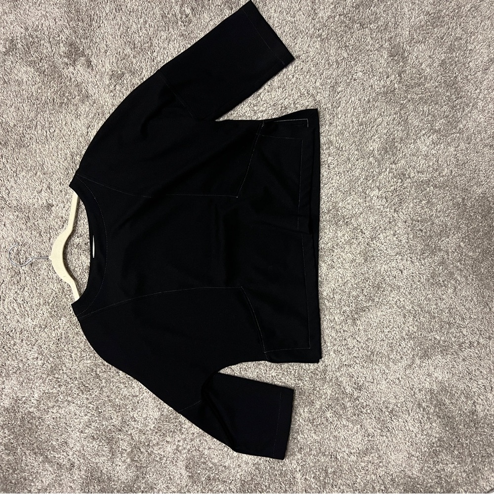 Max Studio Black Top with White Stitching - Picture 2 of 4